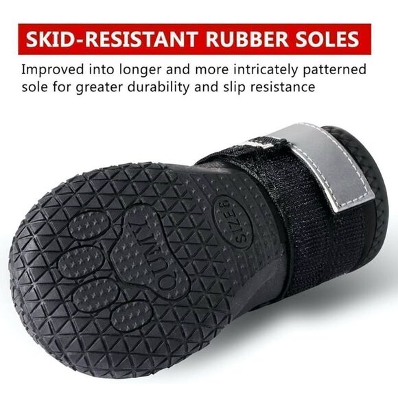 COPY - QUMY Dog Boots & Paw Protectors for Snow, Hot Pavement, Rain, Anti Slip 8 - Picture 5 of 9